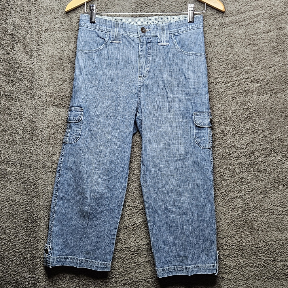 Vintage Lee Comfort Waist Cropped Cargo Jean Capri Pants Baggy Fit